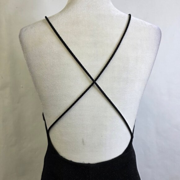 Reformation sparkly Plunge neck line Crisscross back party mini dress - Picture 4 of 5